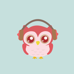 Owl wearing headphones.
