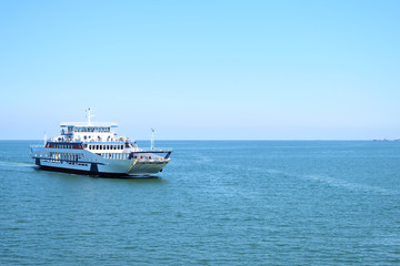 Fototapeta na wymiar the ferry sails on the sea
