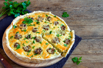 quiche pie with mushrooms