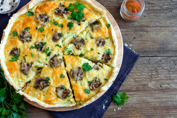 quiche pie with mushrooms
