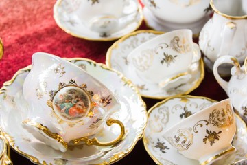 Vintage tea set at a flea market