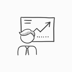 Businessman with infographic sketch icon.