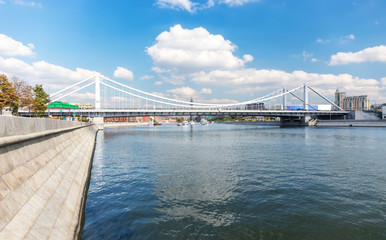 Fototapeta premium Krymsky Bridge across Moskva river.