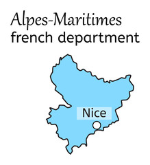 Alpes-Maritimes french department map