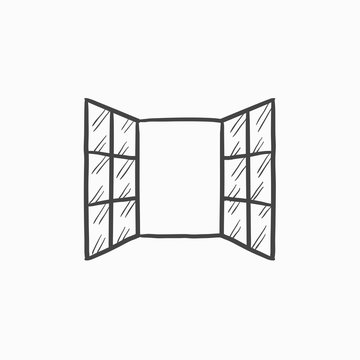 Open windows sketch icon.