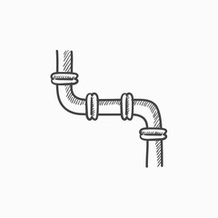 Water pipeline sketch icon.