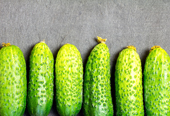 Cucumbers on a black wooden background 