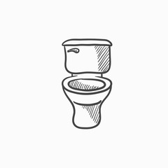 Lavatory bowl sketch icon.