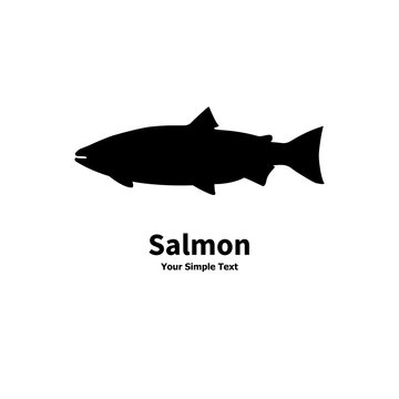 Vector illustration of black silhouette salmon