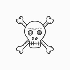 Skull and cross bones sketch icon