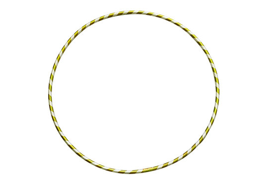 The hula Hoop silver with lemon yellow color, isolated on white background. Gymnastics, fitness,diet.