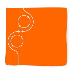 Red slip of paper and arrows