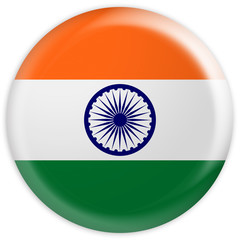 Glossy Badge Flag of India, 3d illustration