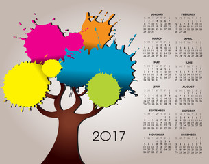 A 2017 Nature and Tree Calendar with Splatter