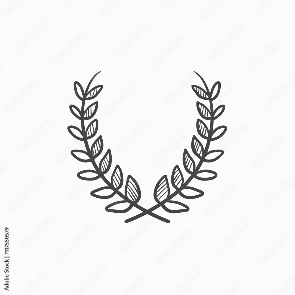 Wall mural laurel wreath sketch icon.