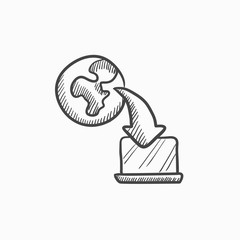 Online education sketch icon.