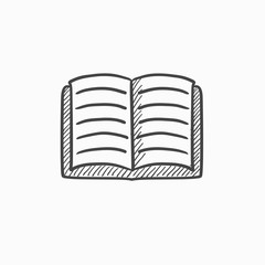 Open book sketch icon.