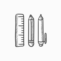 School supplies sketch icon.