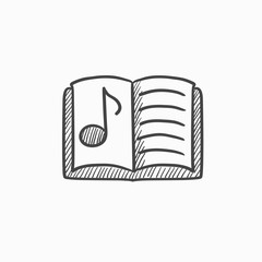 Music book sketch icon.