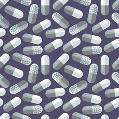 Seamless Pattern with Medical Pills