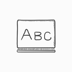 Letters abc on blackboard sketch icon.