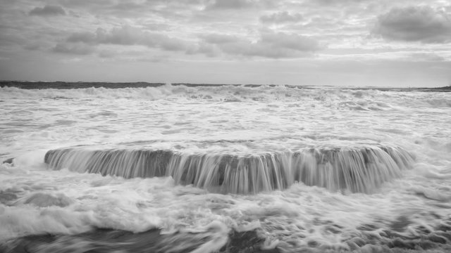 Shoreline, Kauai Island, Hawaii, United States of America, Black and White 