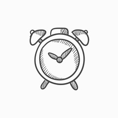 Alarm clock sketch icon.