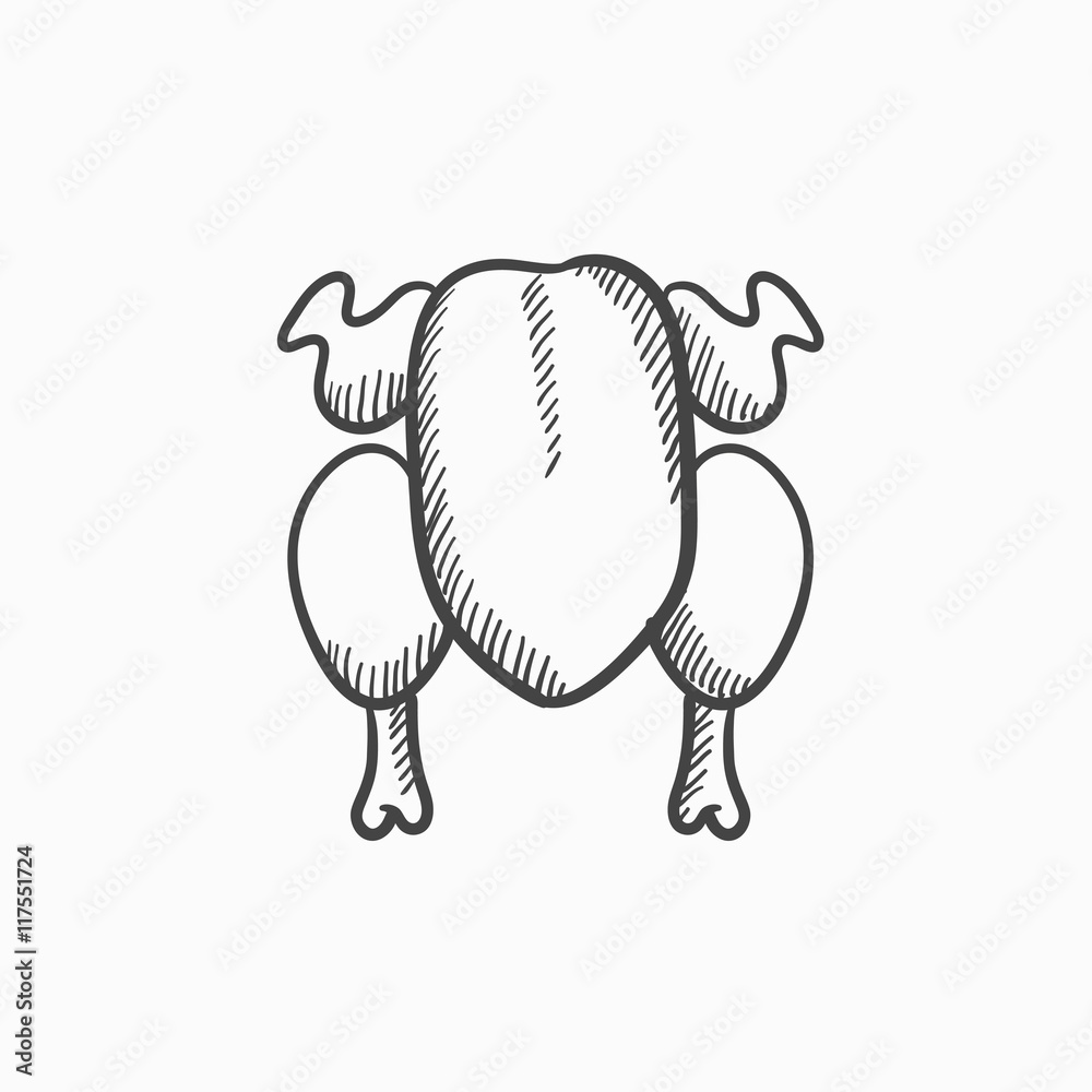 Poster raw chicken sketch icon.