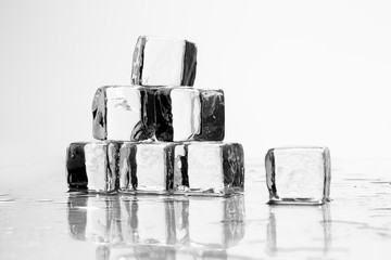 Ice cube on table