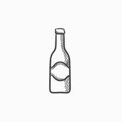 Glass bottle sketch icon.