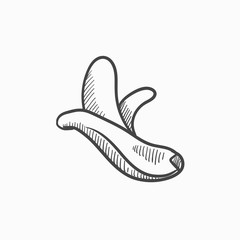 Peeled banana sketch icon.
