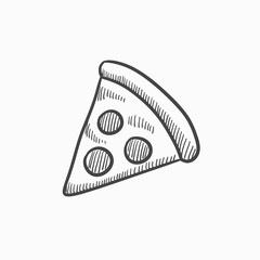 Pizza slice sketch icon.