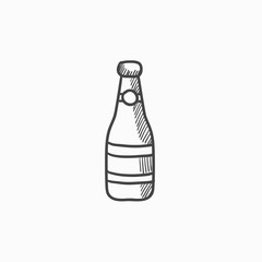 Glass bottle sketch icon.
