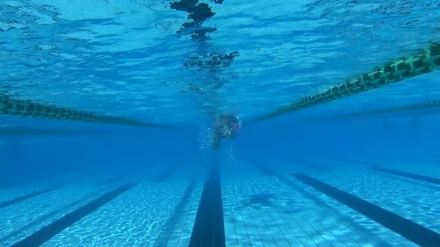 underwater view girl swimmer in pool