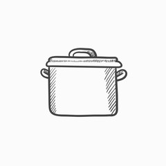 Saucepan sketch icon.