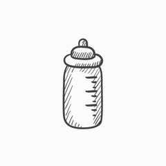 Feeding bottle sketch icon.