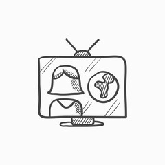 TV report sketch icon.