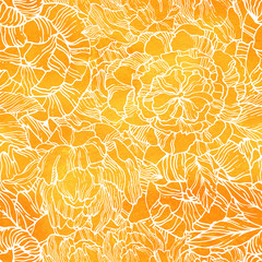 Seamless pattern with blossom and flower bud of peonies