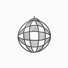 Disco ball sketch icon.
