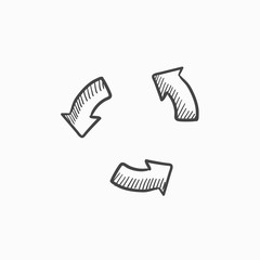 Replay button sketch icon.