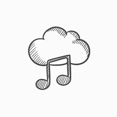 Cloud music sketch icon.