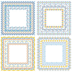 Collection of square pattern frames with brushes attached in brush panel. Vector ornament borders collection in boho style