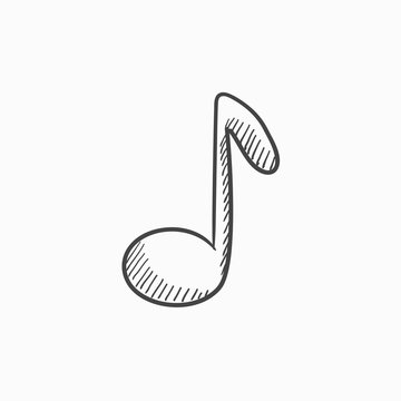 Music note sketch icon.