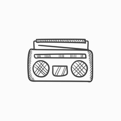 Radio cassette player sketch icon.