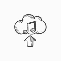 Upload music sketch icon.