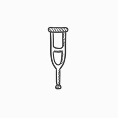 Crutch  sketch icon.