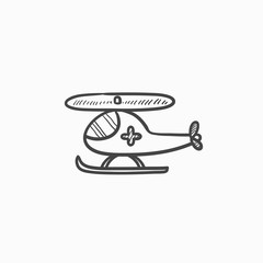 Air ambulance  sketch icon.