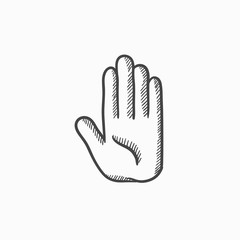 Medical glove sketch icon.