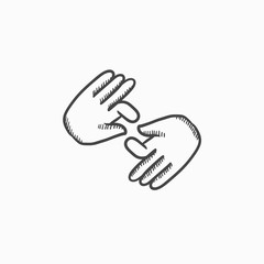 Finger language sketch icon.