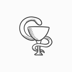 Pharmaceutical medical symbol sketch icon.